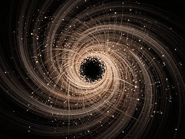 Vector field visualization with thousands of GPU-accelerated particles swirling in a vortex, high contrast