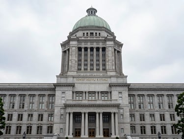 Editorial photojournalism, high-contrast realistic tones, the National Diet Building in Tokyo under overcast light, serious political atmosphere
