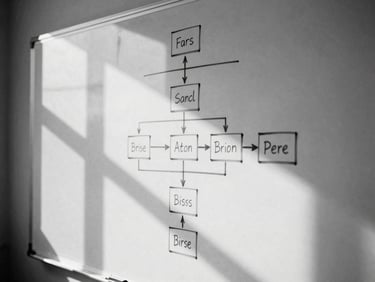editorial black and white photograph of a hand-drawn organizational topology diagram on a clean whiteboard, dramatic window light cast across the technical lines, grainy film texture, 35mm lens