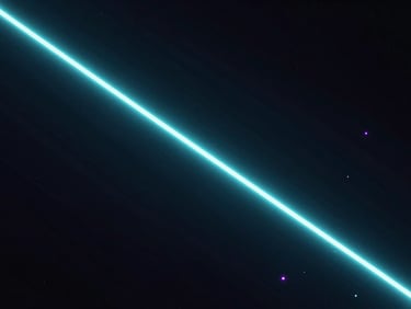 Sleek 3D render of direct carrier routing paths as neon cyan light beams flowing through dark space, isometric perspective