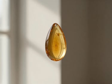 Close-up of golden amber resin glowing under warm, soft window light, delicate shadows, high-contrast minimalist composition.