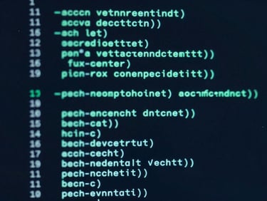 Structured code block displayed on a minimalist terminal interface, glowing electric cyan text, deep slate background, high contrast, macro view