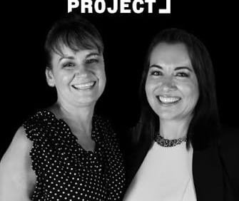 A picture of April and her sister used for the Blind Canvas project. Two women side by side.