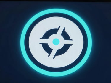 Macro shot of a digital certification badge on a dark screen with neon cyan backlighting, crisp corporate photography, 35mm lens
