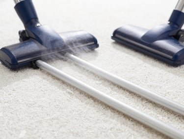 bright clean commercial photography, high-key natural daylight, close-up of clean carpet fibers with steam extraction vacuum lines, sharp focus, 35mm