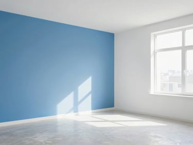 bright clean commercial photography, high-key natural daylight, crisp clean modern renovated room free of plaster dust, sharp focus, 35mm