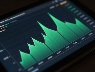 Macro shot of a sleek technical interface showing financial projections, sharp emerald lines on dark screen, cinematic lighting, 35mm