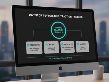 Diagram showing how traction influences investor emotions such as momentum, stability, trust, and in