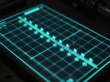 Extreme close-up of tactical holographic grid interface showing coordinates and unit positions in glowing cyan, dark obsidian background, high-contrast chiaroscuro