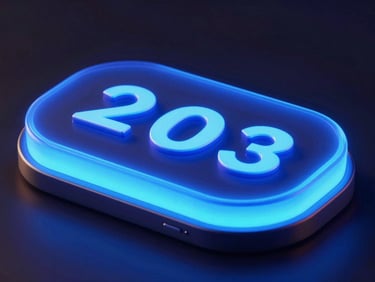 Vibrant 3D digital render of a custom Android status bar widget, soft electric-blue glow, dark low-key studio lighting, extreme close-up