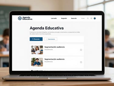 Captura de pantalla de la aplicación web de Agenda Educativa mostrando la interfaz de creación y envío de circulares, con opciones de segmentación de audiencia.