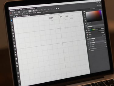 Unembellished screenshot of a digital brand system on a high-resolution display, displaying precise grid lines and typography specs.