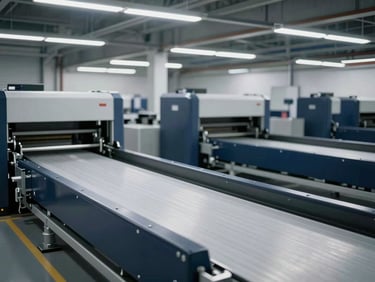 Close-up of a modern logistics hub interior, automated sorting systems, clean industrial lighting.
