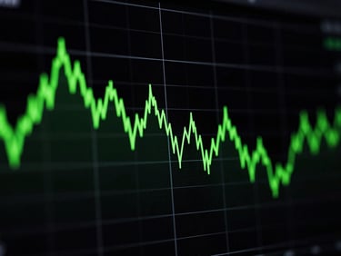 Tight crop on a high-contrast UI snippet showing a stark line graph with neon green data points against a black background.