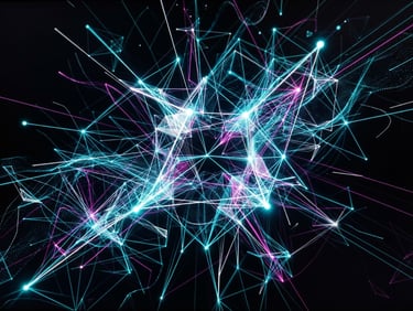 Macro shot of a stark geometric data visualization glowing on a dark terminal screen, crisp technical aesthetic.