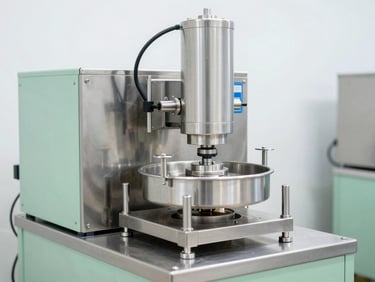 Modern automated nitrogen-flush sealing machine in action, stainless steel components, pristine industrial food facility, bright clean lighting