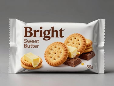Bright studio packshot of imported sweet butter biscuits and chocolate bars, clean packaging, soft even lighting.