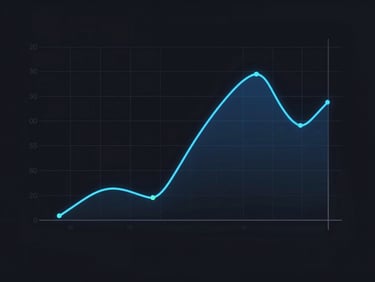Minimalist vector chart showing compounding staking yield curves with neon blue accents, dark mode fintech aesthetic.