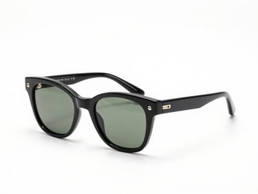Sculptural designer sunglasses on a clean white studio background, sharp focus, high-key lighting, premium editorial feel