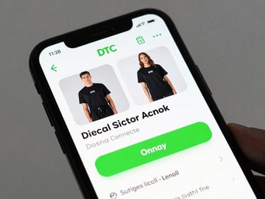 Close-up of a mobile phone screen displaying a high-converting social media ad for a DTC apparel brand, showing clear product imagery and a strong call to action, with real-time analytics data overlaid in electric green, high-contrast studio lighting, cool desaturated tones.