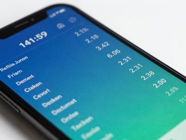 Crisp macro shot of a sleek mobile interface displaying real-time financial data flows, cool blue and emerald tones, bright natural daylight, minimalist composition, 35mm