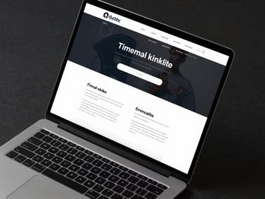 Flat-lay mockup of a dark-mode financial website displayed on a high-resolution desktop screen, sharp studio lighting, high contrast