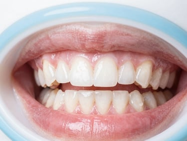 Macro close-up of a healthy natural smile with clean pink gums, bright high-key lighting, soft daylight focus
