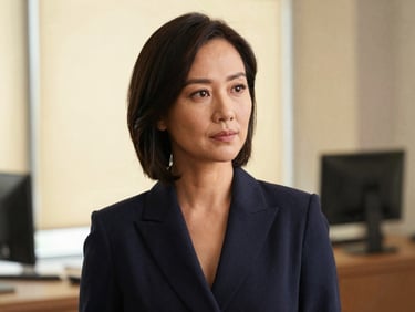 Mentor Kuna in a professional portrait, warm, naturally lit office setting, looking thoughtful, soft focus, shallow depth of field, warm editorial photography, deep navy and champagne gold tones, portrait aspect