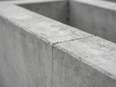 Macro detail shot of a water-damaged concrete foundation, high-contrast overcast lighting, desaturated cool tones, professional depth of field