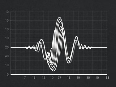 A clean vector-based audiometric chart showing precise plotting lines and standardized hearing threshold symbols against a dark slate grid background.