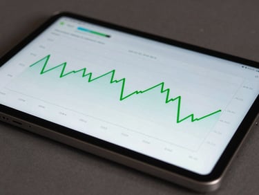 Macro studio shot of a physical Android tablet displaying a real-time performance profiling graph with sharp green lines, subtle cyan rim lighting reflecting on the glass screen.