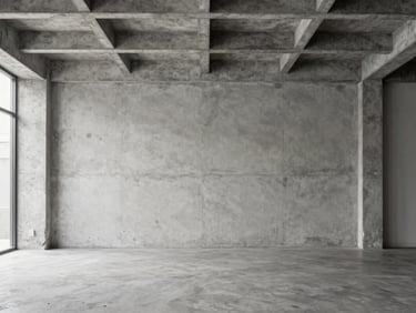 Industrial loft in Condesa, exposed concrete, steel beams, natural light, minimalist interior, 35mm