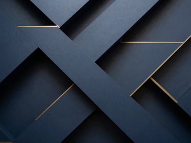 Abstract geometric pattern representing interconnected structures, deep navy and slate tones, subtle gold accents.