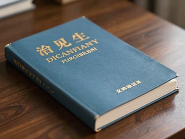 Dignified close-up of physical medical journals and academic insignia on a dark wooden table, soft warm lighting, editorial style.