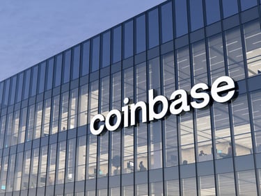 a coinbaseed coinbaseed coinbasee logo on a building