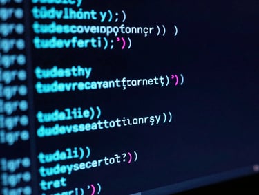 Karanlık bir ortamda neon cyan ve magenta ışıklarla aydınlatılmış, bir monitörde gösterilen türev alma fonksiyonu kodu, syntax-first.
