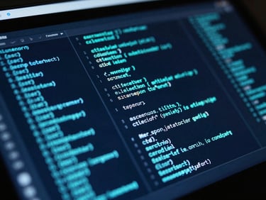 Macro shot of a dark-mode predictive telemetry interface, glowing cyber-cyan and deep slate data matrices, sharp focus on terminal code, cool-toned ambient backlighting, 35mm lens.