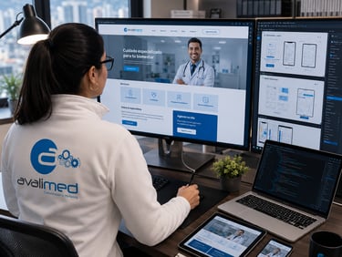 Especialista de Avalimed diseñando una página web profesional para médicos y clínicas.