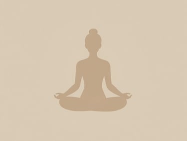 Woman seated cross-legged on a stone floor, hands resting on knees, soft diffused north light filling an empty quiet room, shadow detail on the wall behind her