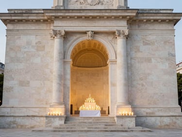 La nef monumentale illuminée par des bougies lors d'une célébration solennelle