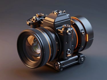 3D render of a complex mechanical assembly, high-contrast studio lighting, amber highlights