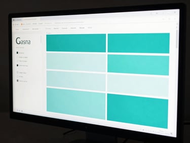 Extreme close-up of a high-resolution monitor in a darkened studio — a brand identity guidelines layout with precise typography grids and turquoise color swatches, dramatic side lighting casting deep shadows, no hands or people