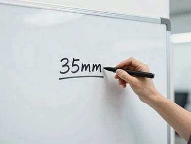 Structured whiteboard with simple diagrams, focused professional hand writing with black marker, bright daylight, 35mm