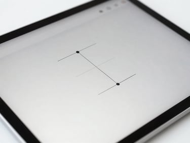 Close-up of a clean digital interface on a tablet, structured diagram on screen, bright natural daylight, cool desaturated tones, sharp focus, 35mm