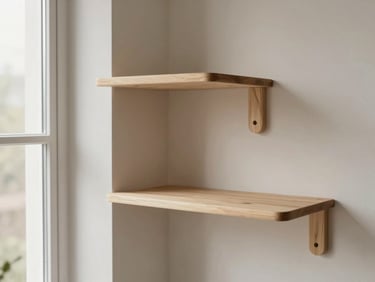 Minimalist cat climbing shelf, sleek light wood, clean lines, natural window light, modern interior, muted earthy tones, product-only shot.
