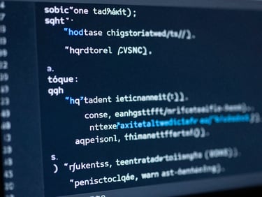 Macro close-up of a high-resolution monitor displaying clean SQL schema structures, cool-toned studio lighting with sharp electric blue highlights, 50mm, sharp focus