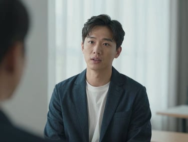 Cinematic documentary interview still, soft natural window light illuminating the subject, crisp focus, professional color grading with cool slate undertones.