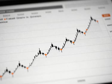 High-contrast image of a financial dashboard showing clear growth curves and revenue metrics, cool tones, 35mm lens, monochrome with safety orange data points