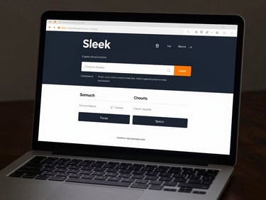 Sleek dark mode e-commerce checkout interface on a modern laptop screen, glowing orange accent highlights