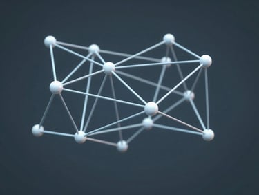 Tight crop of abstract digital network nodes, cool-toned slate blue lighting, high-contrast structural data visualization, mathematical precision, clean geometric lines, no people.